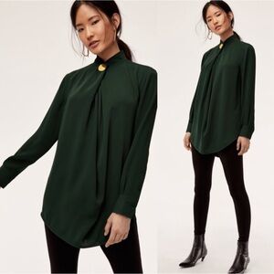 Aritzia Babaton Howie Blouse Elegant Green Women's Top XS